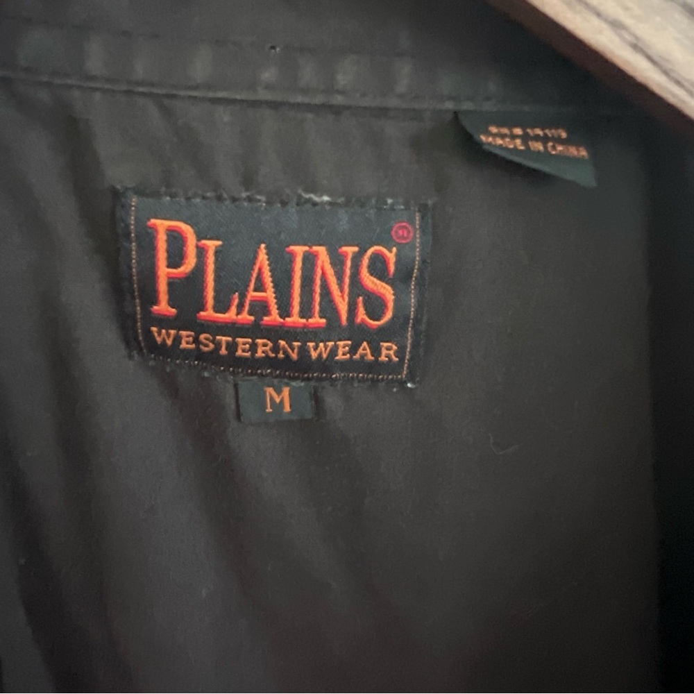 Plain’s Western Wear Pearl Snap front Black Men's Shirt. Size medium. - Picture 4 of 10
